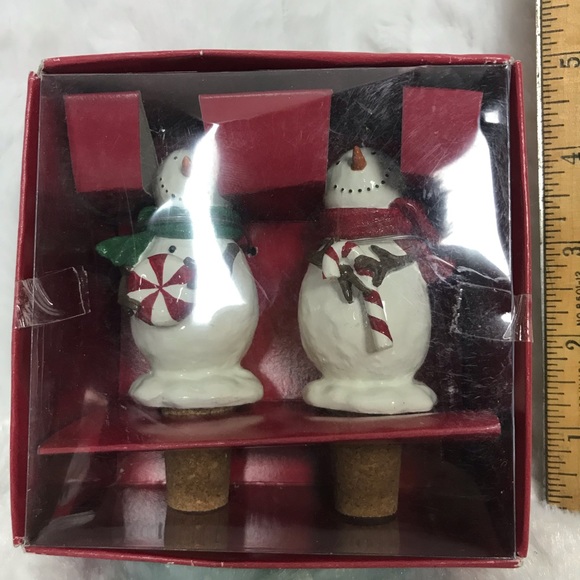 Peppermint Lane Set of Snoman Cork Bottle Stopper - Picture 3 of 3